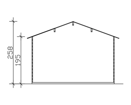 Dessin d''une construction de cabanon de jardin avec indications de dimensions