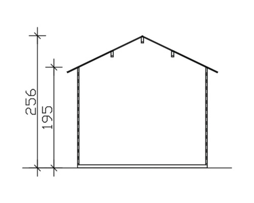 Dessin d''une remise de jardin avec indication des hauteurs
