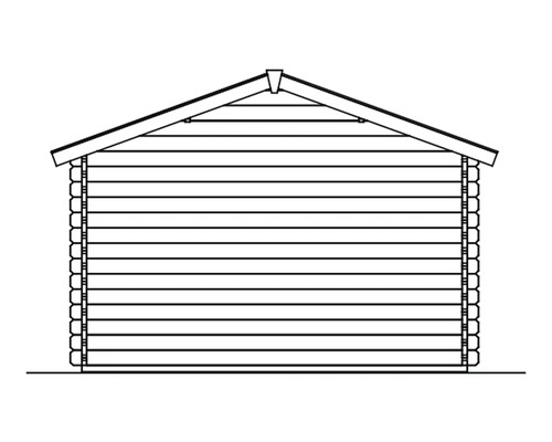 Illustration eines Gartenhauses mit Satteldach