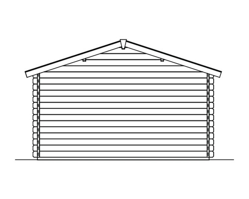 Illustration eines Holzhauses mit Giebeldach