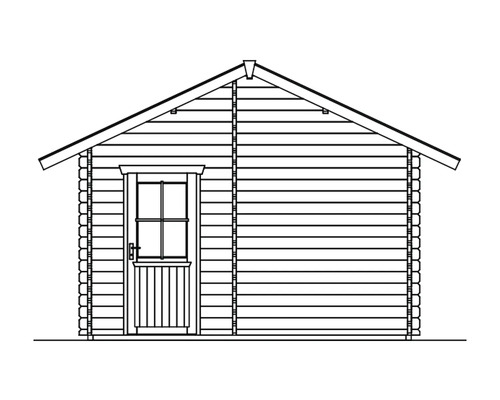 Image d''un abri de jardin avec porte en bois et toit à deux pans