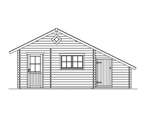 Illustration d''un abri de jardin avec une fenêtre et deux portes
