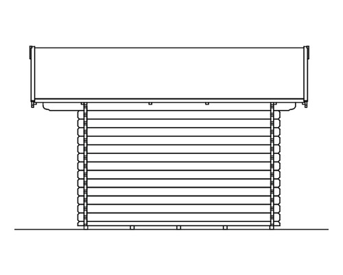 Zeichnung eines Gartenhauses aus Holz