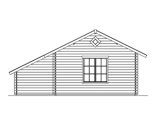 Dessin d''une maison en bois avec fenêtre et toit à deux pentes