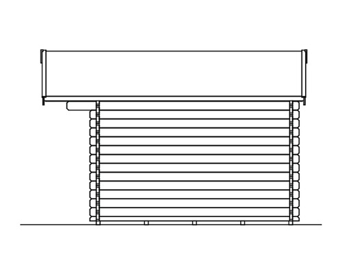 Représentation d''un chalet de jardin en coupe transversale