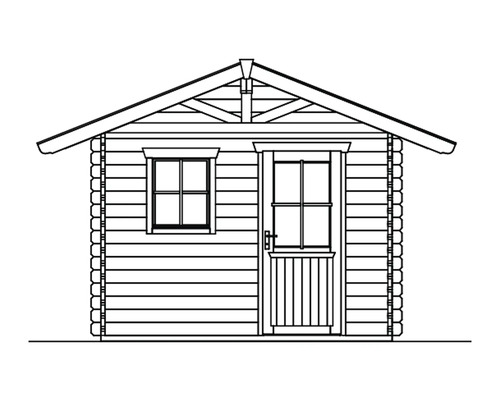 Dessin d''un abri de jardin avec fenêtre et porte