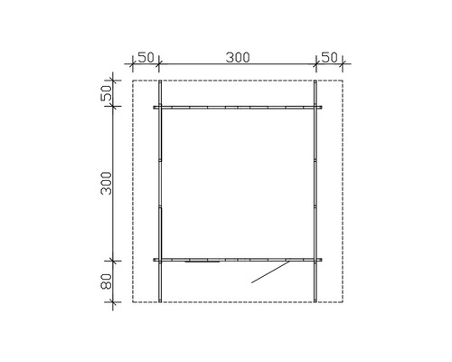 Grundriss eines Gartenhauses mit Abmessungen