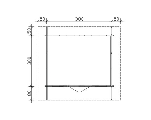 Dessin technique d''une cabane de jardin avec dimensions