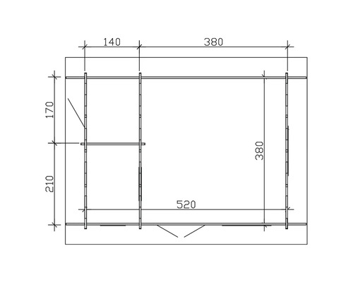 Dessin technique d''un abri de jardin avec indications de dimensions