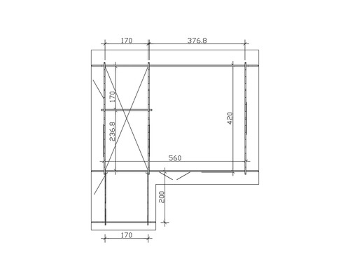 Schéma technique d''un système d''étagères avec dimensions