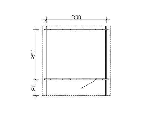 Dessin technique d''une remise de jardin avec dimensions