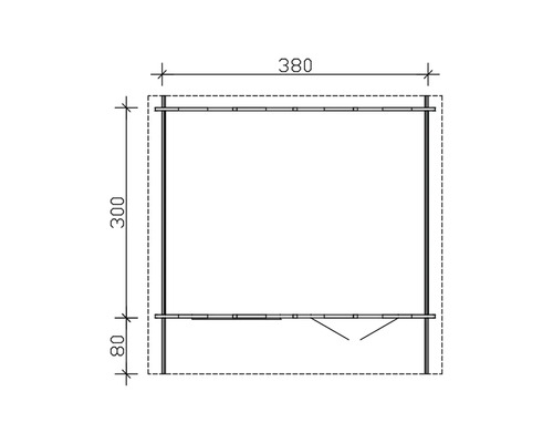 Dessin technique d''un abri de jardin avec dimensions.