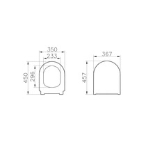 Schéma technique d''un siège de WC avec dimensions