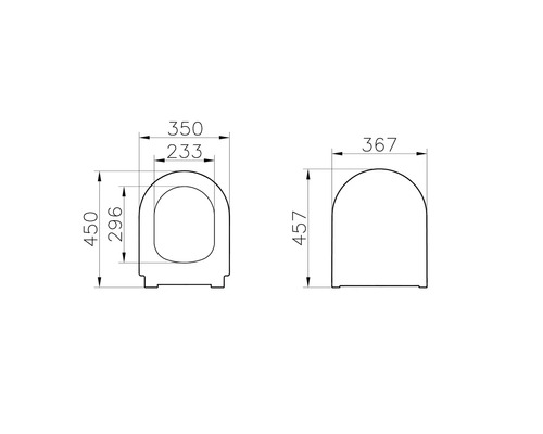 Schéma technique d''un siège de WC avec dimensions