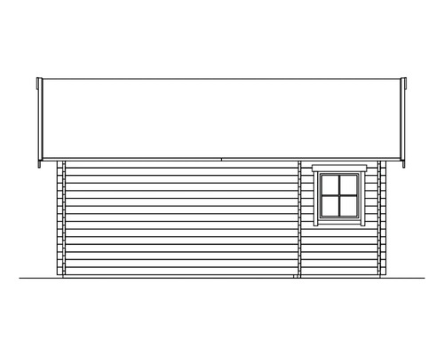 Vue d''un abri de jardin avec fenêtre
