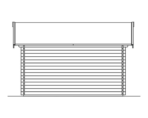 Illustration d''une tonnelle de jardin avec des murs en bois et un toit