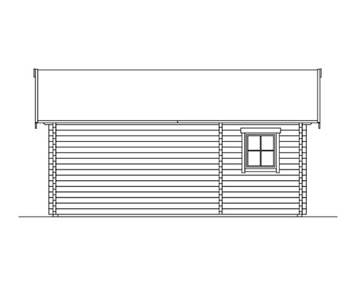 Dessin d''un abri de jardin en bois avec fenêtre