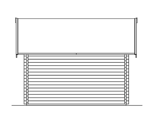 Vue d''un abri de jardin avec toit à deux pentes