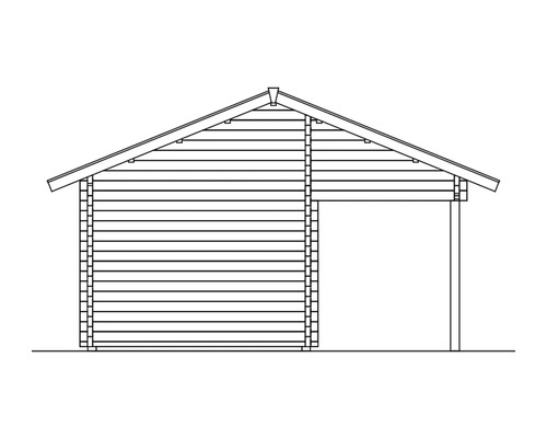 Illustration d''une maison en bois avec toit monopente et entrée ouverte