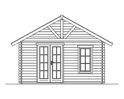 Illustration d''un abri de jardin avec porte double et fenêtre