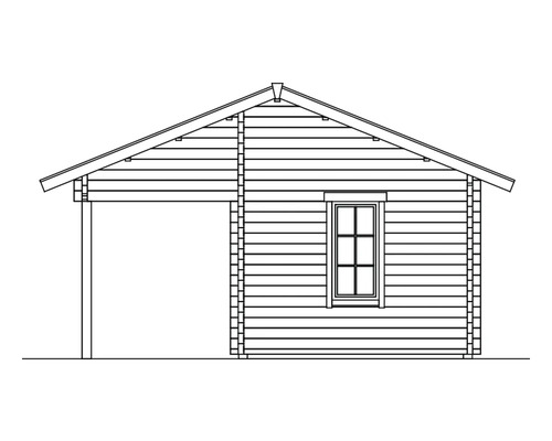 Dessin d''un abri de jardin avec carport latéral et fenêtre