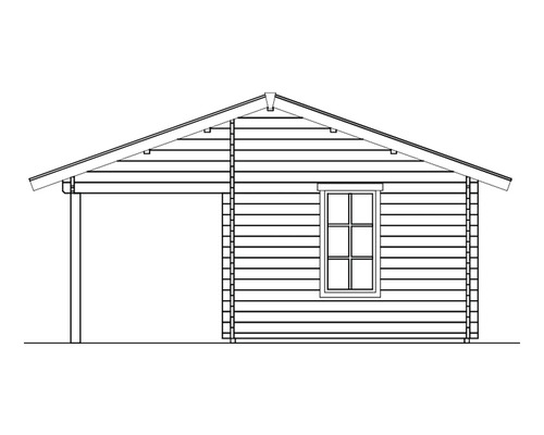 Illustration d''une maison en bois avec fenêtre et abri de voiture