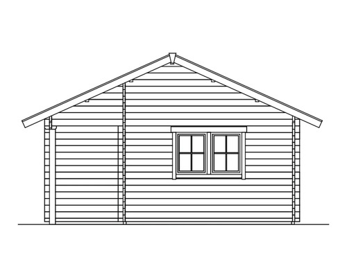 Schéma d''une cabane de jardin avec porte et fenêtre