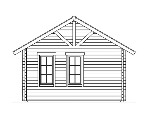 Illustration eines Gartenhauses mit zwei Fenstern