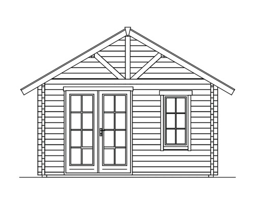 Illustration d''un abri de jardin avec porte double et fenêtre