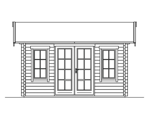 Illustration d''un abri de jardin avec porte double et fenêtres