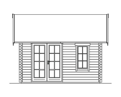 Illustration d''un abri de jardin avec double porte et fenêtre