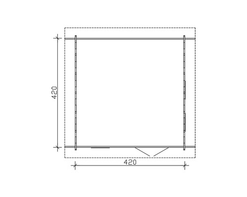 Plan d''un abri de jardin mesurant 420 x 420 cm.