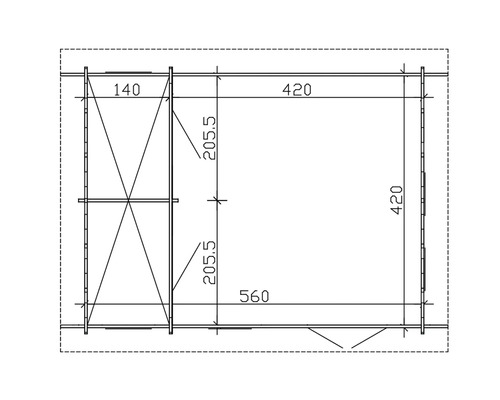 Dessin d''une cabane de jardin avec indications de taille