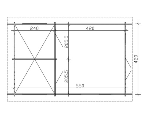 Dessin technique avec les dimensions d''un abri de jardin