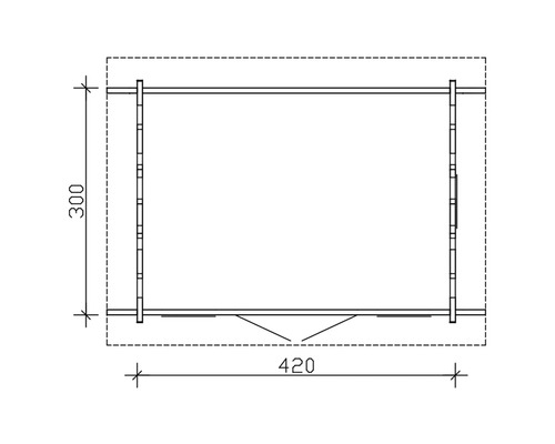 Plan d''un abri de jardin mesurant 420 sur 300