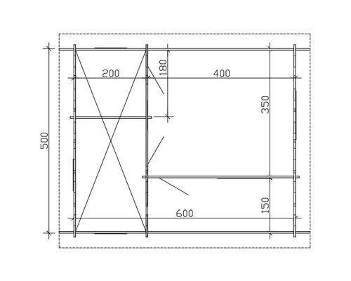 Plan d''un abri de jardin avec indications de dimensions