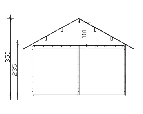 Schéma technique d''une cabane de jardin avec dimensions
