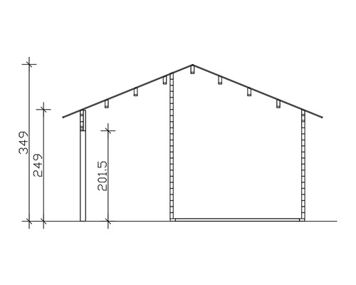 Dessin d''une vue de bâtiment avec indications de hauteur