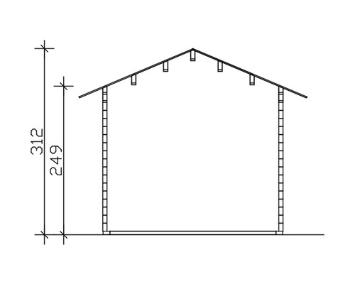Dessin technique d''une remise avec indication de la hauteur