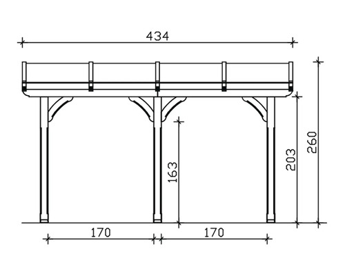 Schéma technique d''un pavillon en bois avec cotes