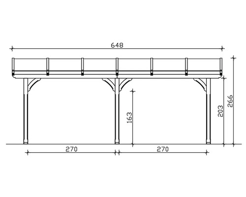 Dessin technique d''une pergola en bois avec cotes