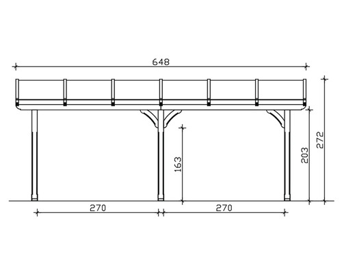Schéma technique d''une pergola en bois avec dimensions