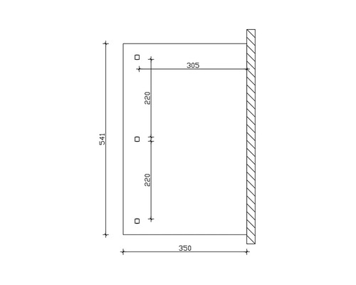 Dessin technique avec cotes pour montage mural.