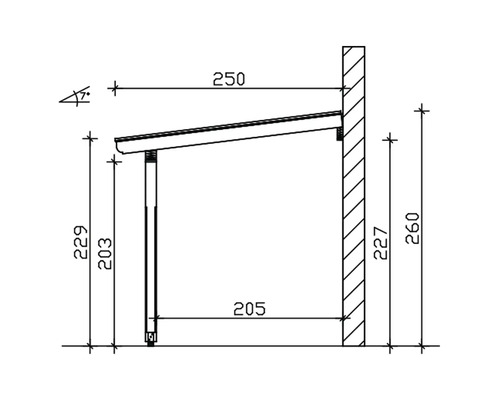Dessin technique d''un abri avec dimensions