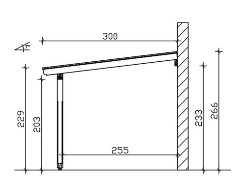 Dessin technique d''un abri avec dimensions.