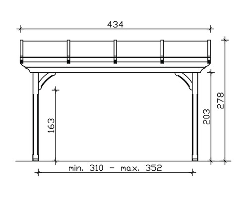 Dessin technique d''un pavillon de jardin avec dimensions