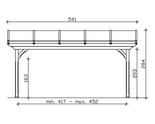 Dessin technique d''un abri de jardin avec indications de dimensions
