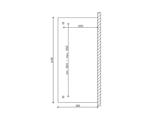 Schéma technique avec indications de mesure pour le montage