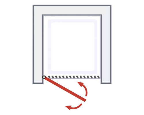 Symbol für eine drehbare Duschwand