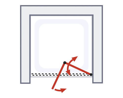 Darstellung eines Garagentors mit eingezeichneter Bewegung der Feder